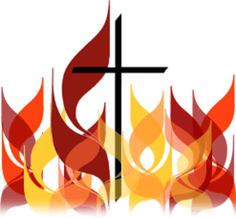 vuurvlammen en een kruis